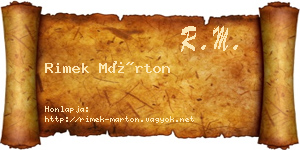 Rimek Márton névjegykártya