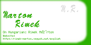 marton rimek business card